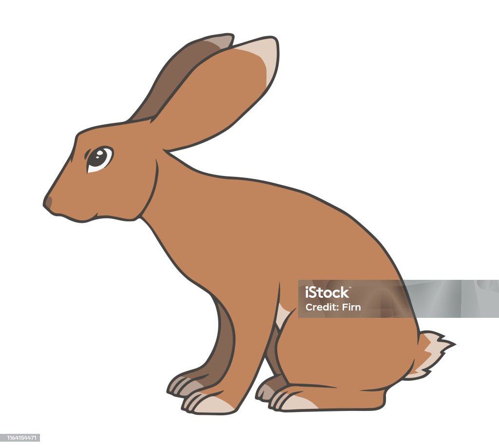 Bản Vẽ Phong Cách Hoạt Hình Vector Đơn Giản Của Một Con Thỏ Màu ...