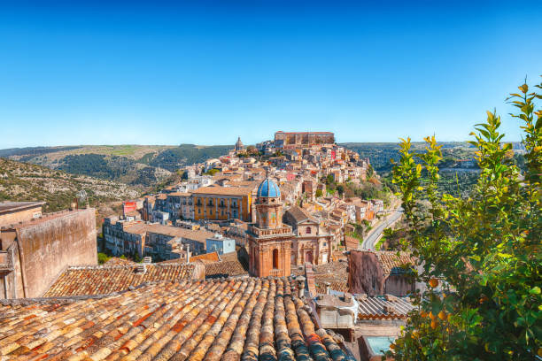 Ragusa Ibla in Sicily Sunrise  at the old baroque town of Ragusa Ibla in Sicily. Historic center called Ibla builded in late Baroque Style. Ragusa, Sicily, Italy, Europe. noto sicily stock pictures, royalty-free photos & images