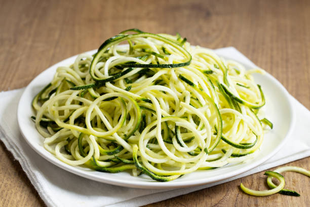 istock Zucchini noodles in white plate 1164159759