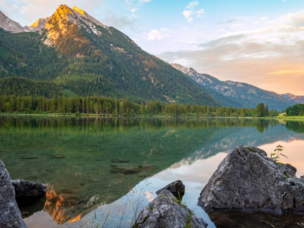 istock Hochkalter at sunrise on the Hintersee in Germany 1164165927