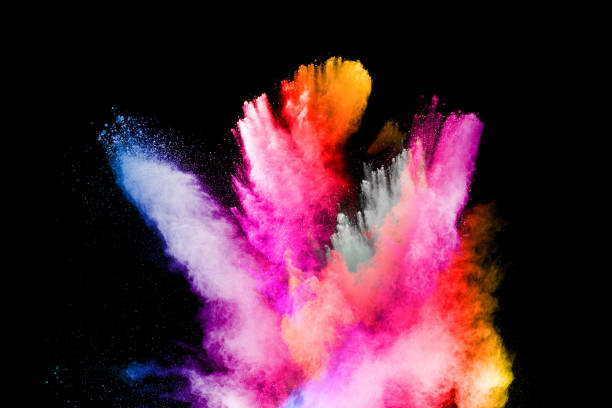 istock Multicolored powder explosion on black background.Color dust splash cloud on dark background.Launched colorful particles. 1164167150