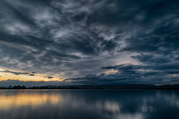 Dramatic stormy dark cloudy sky, natural photo background