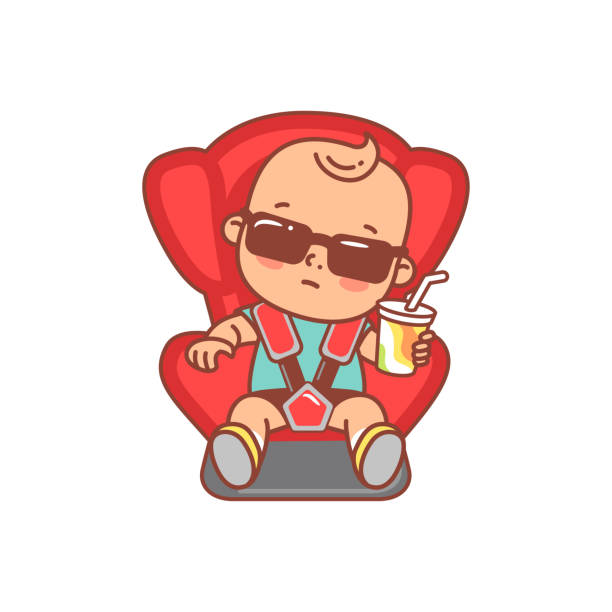 ilustrações de stock, clip art, desenhos animados e ícones de baby sitting in safety car seat. - back seat illustrations