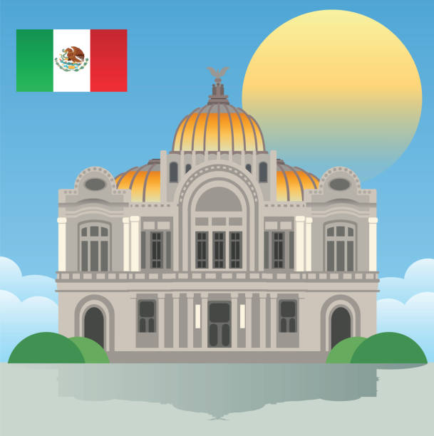 palacio de bellas artes in mexiko-stadt - national concert hall stock-grafiken, -clipart, -cartoons und -symbole