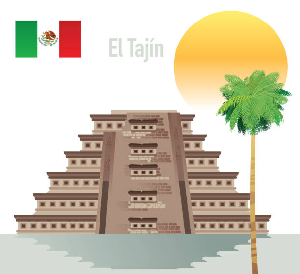 ilustrações de stock, clip art, desenhos animados e ícones de el tajin, papantla pyramid, pyramid of the niches - veracruz