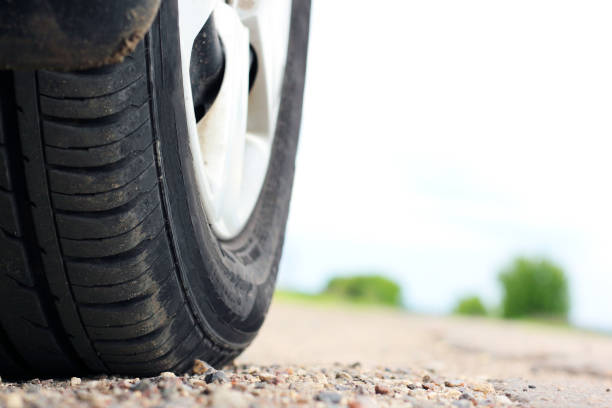 istock Summer car tire close in summer 1164173372