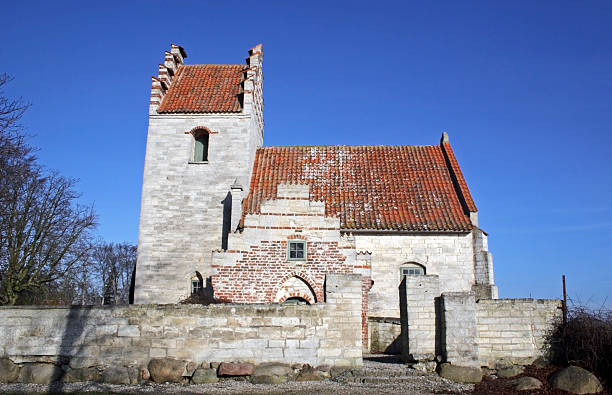 Old church on Stevns Klint, Denmark. stock photo