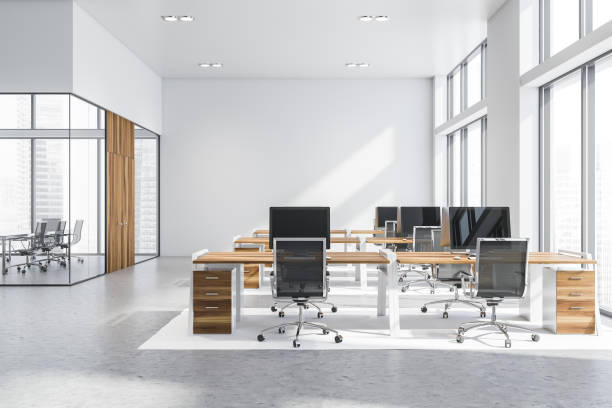 istock White office interior with meeting room 1164176448
