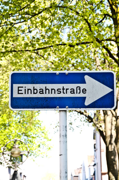 istock A weathered and dirty Einbahnstrasse (one-way street) sign 1164176556