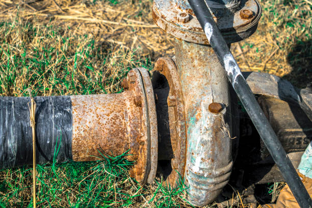 istock an old and rusty abandoned water supply dried pipe and spider web is on it's front of it in the sunny day 1164176732