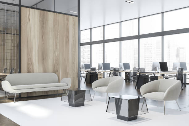 istock Waiting room corner with sofa and armchairs 1164178623