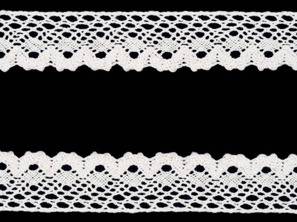 istock Wide white laces on black background 1164179197