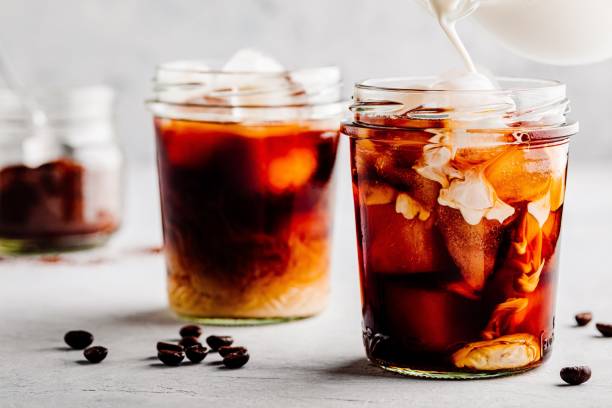 istock Iced Coconut Chai Tea Latte in glass jar 1164184068