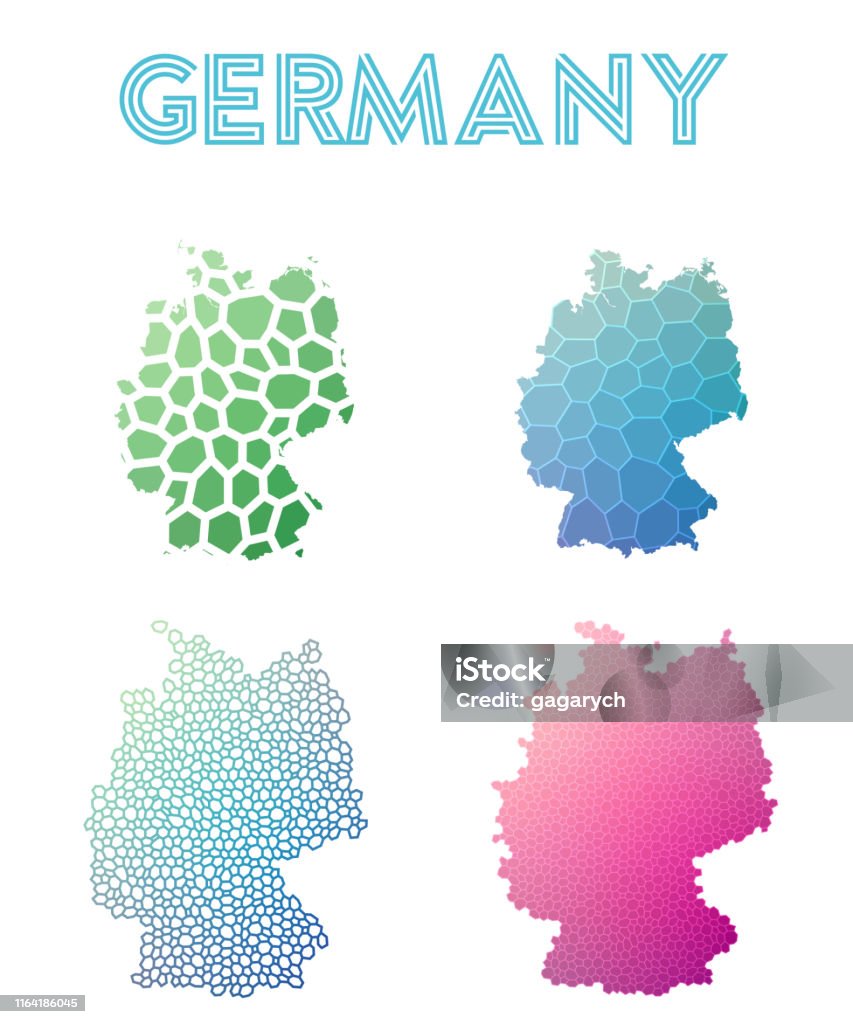 German Map Rectangle Germany Polygonal Map Stock Illustration - Download Image Now - Map ...