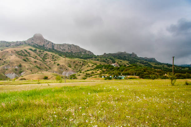 Kurortnoye - urban settlement at the foot of the mountain massif Kara-Dag. Schebetovsky village council of the Feodosia City Council of the Autonomous Republic of Crimea. Ukraine. May 2012