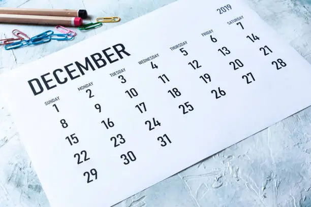 Photo of Monthly December  2019 calendar