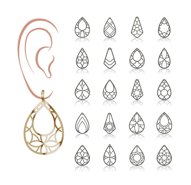 векторные конструкции серьги - earring gold jewelry contemporary stock illustrations