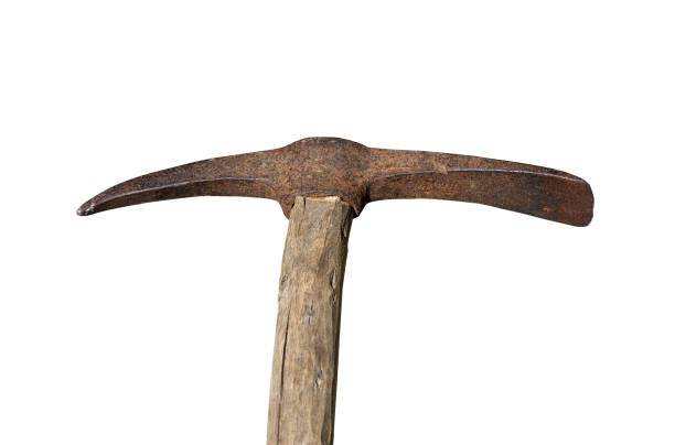 istock Pickaxe isolated on white background. Extraction of stone and iron ore using a hoe or a hammer with a wooden handle. 1164197041
