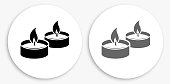istock Candle Fire Black and White Round Icon 1164198459