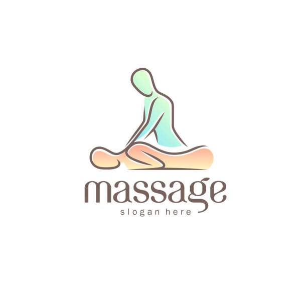 ilustraciones, imágenes clip art, dibujos animados e iconos de stock de plantilla de diseño vectorial para salón de masajes. - physical therapy human spine symbol medical exam