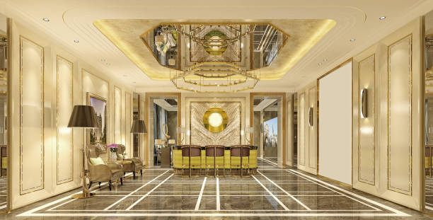 istock 3D Render of Luxury Hotel Lobby and Reception 1164213846
