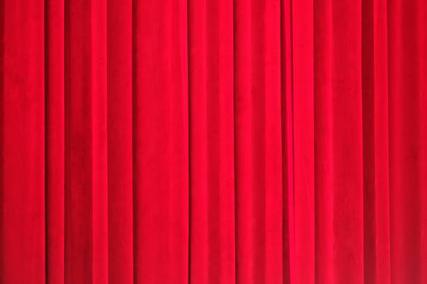 deep red closed curtain under bright stage light simplicity curtain call stock pictures, royalty-free photos & images