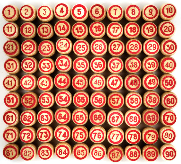 ninety kegs for bingo in ascending order stock photo