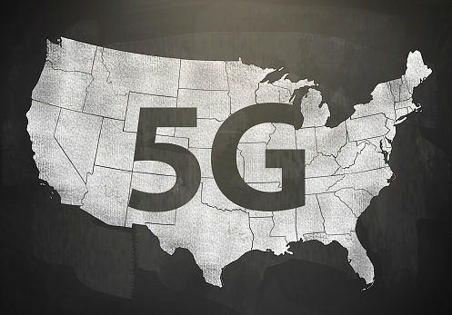 5G over a amp of USA / Blackboard concept (Click for more)