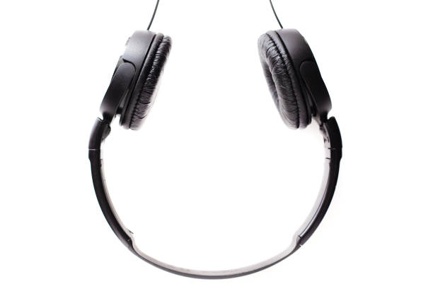Headphones on the red background