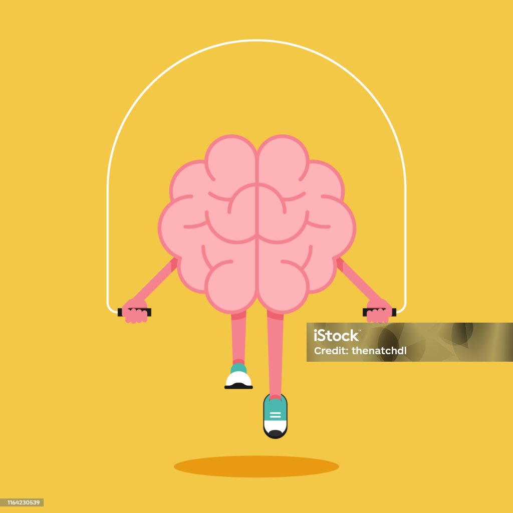 Brain Rope Jump Brain Training With Rope Jumping Flat Design Creative Idea Concept ...