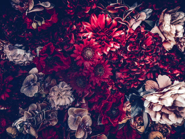 istock artificial flowers wall background with vintage style 1164234139