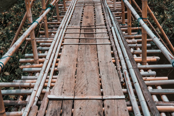 istock wooden bridge footbridge walkway crossing river 1164234217