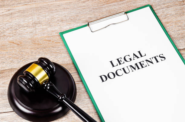istock Legal document paper file with gavel 1164235311
