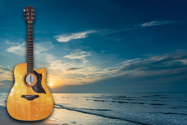 istock Wooden guitar that is separated from the background, white cliping part 1164239652
