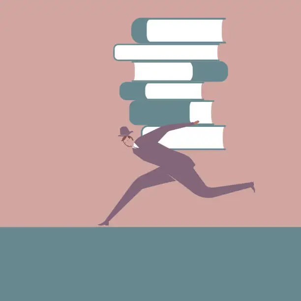 Vector illustration of Businessman carrying books