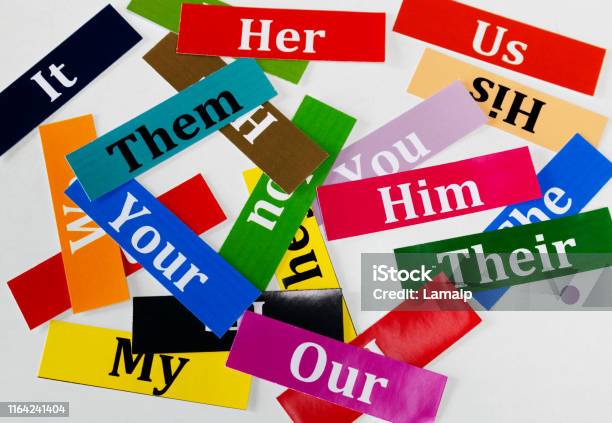 Colorful Word Cards Stock Photo - Download Image Now - Pronoun, Alphabet, Classroom
