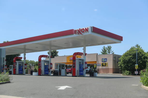 Exxon gas station in Princeton, NJ, USA stock photo