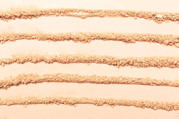 istock Light beige face powder smears on white background. 1164242258