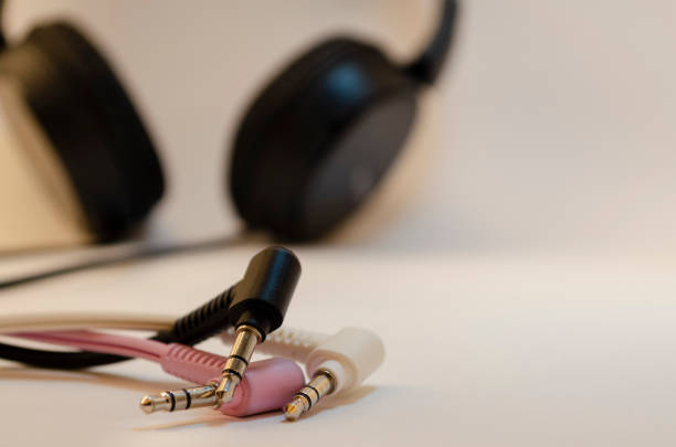 istock Three color headphone jacks. White . black. pink 1164252408