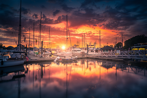 This is a photograph of an epic sunset at Victoria Harbor, Vancouver, BC