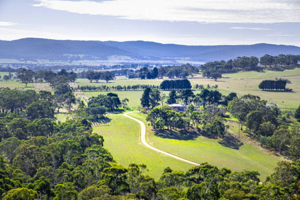 Beautiful Australian countryside near Mount Macedon, Victoria, Australia stock photo