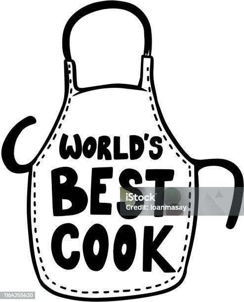 Great Cook Lettering World Best Cook Lettering Phrase On Background With Kitchen Apron ...