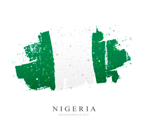 istock Flag of Nigeria. Vector illustration on white background. Brush strokes 1164259934