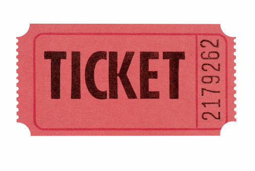 Red admission or raffle ticket isolated against white (clipping path provided).  If you’d like to see my complete collection of tickets please  CLICK HERE.   Alternative orange ticket shown below:
