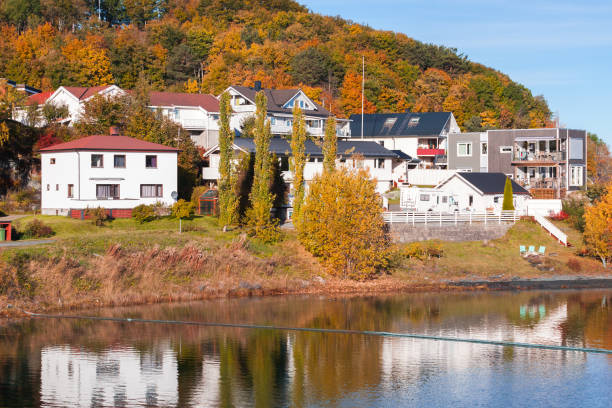 istock Coastal Norwegian town landscape, Levanger 1164263603