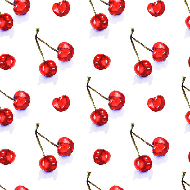 istock Watercolor seamless pattern from red juicy cherries. Sketch drawing. Hand drawn food illustration. 1164267951