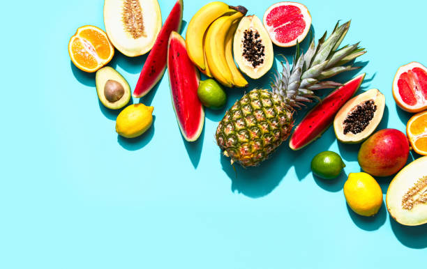istock Summer fruits background witn a blank space for a text 1164270006