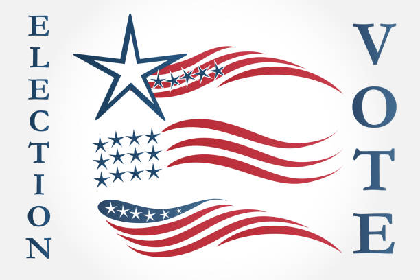 illustrazioni stock, clip art, cartoni animati e icone di tendenza di insieme di bandiere americane vettore illustrazione - interface icons election voting usa