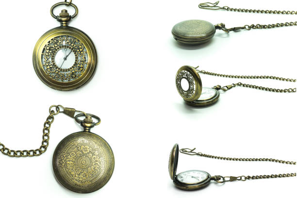 istock Vintage Clock Locket Necklace isolated over white background 1164271076