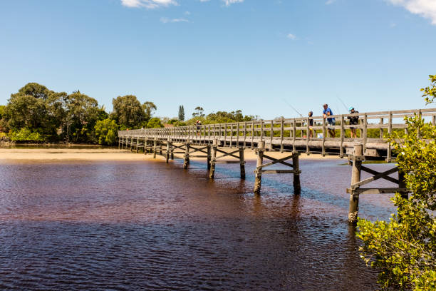 People fishing in Brunswick Heads, NSW, Australia Brunswick Heads, Australia - September 20, 2014: People fishing in the waterways of Brunswick Heads, NSW, Australia brunswick heads nsw stock pictures, royalty-free photos & images